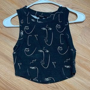 Cropped graphic tank! Black and white, size small!